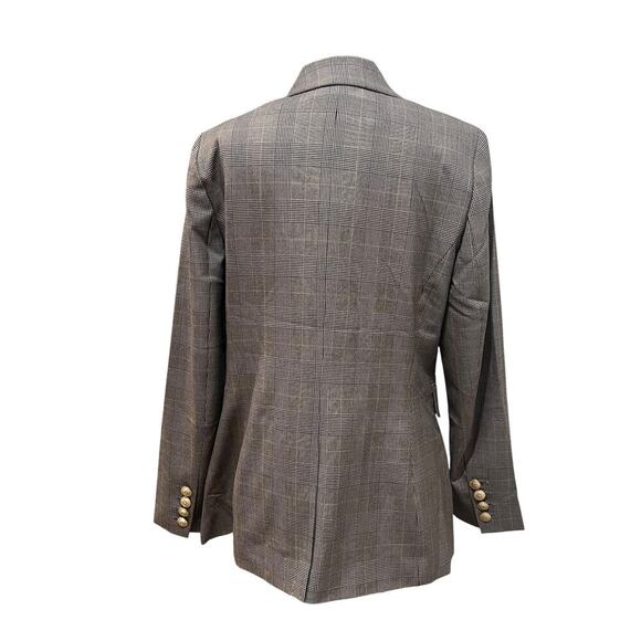 NWT White House Black Market Blazer Womens 8 Taupe Plaid Double Breasted Buttons - Picture 2 of 11